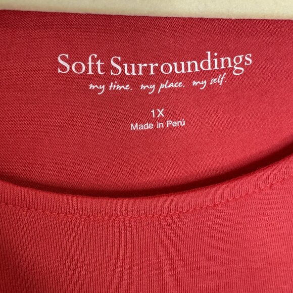 Soft Surroundings Coral Long Sleeve Layered Tunic Top. 1X - Picture 7 of 8